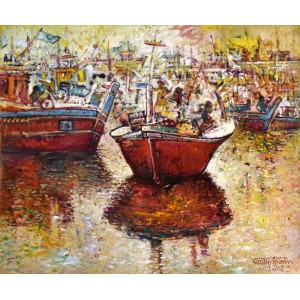 Chitra Pritam, Calm Waters, 20 x 24 Inch, Oil on Canvas, Seascape Painting, AC-CP-297